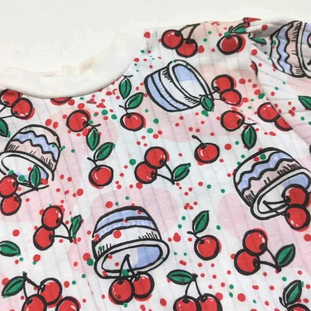 Vintage Doe Spun Bubble Baby Girls Size 6-9m Cherry Bib
